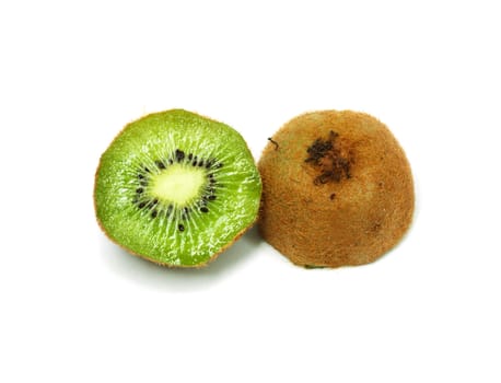 Fresh pieces kiwi fruit isolated on white background 