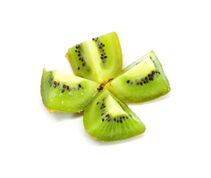 Fresh pieces kiwi fruit isolated on white background 