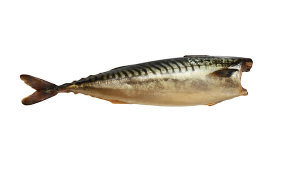 Smoked mackerel on a white background
