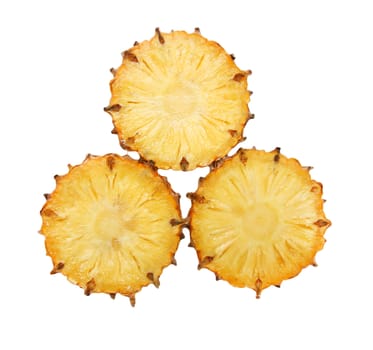 sliced ​​pineapple on white background