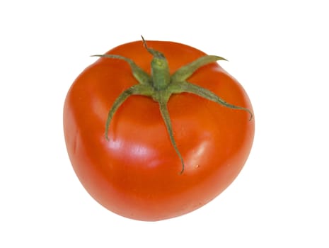 Ripe red tomato on white background is insulated