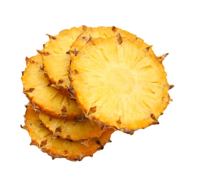 sliced ​​pineapple on white background