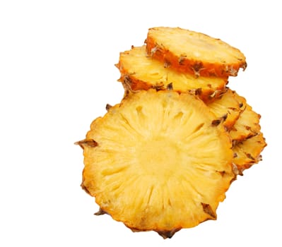 sliced ​​pineapple on white background