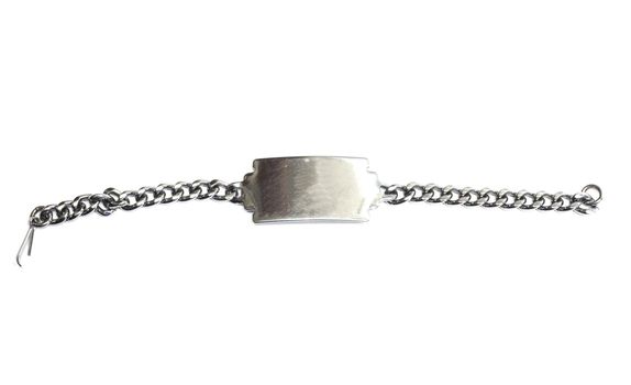 Close up photo of dog tag isolated on white background 