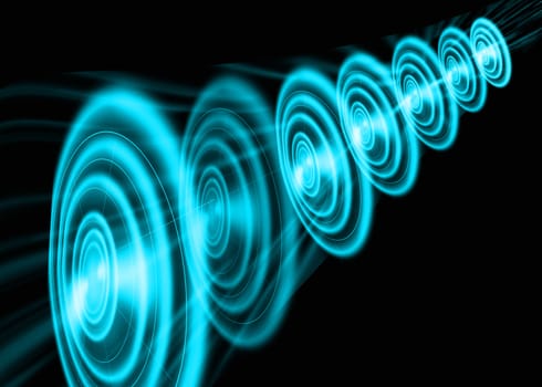 Bright blue round abstract background