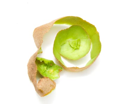  Peel kiwi on a white background