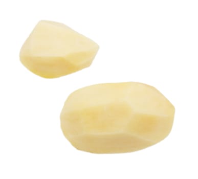 peeled potatoes on a white background