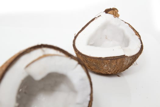 The split coco on a white background