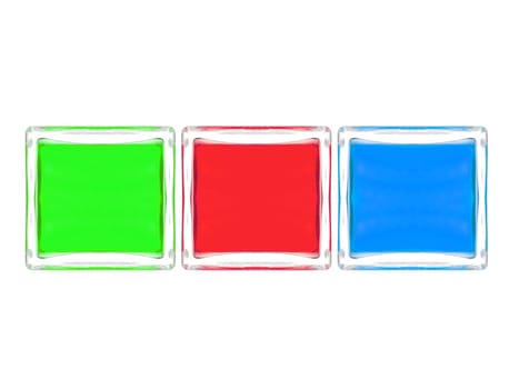 Glass blocks isolated against a white background