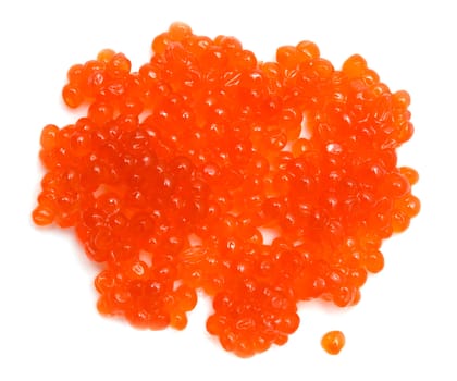 Red salmon caviar heap isolated on white 