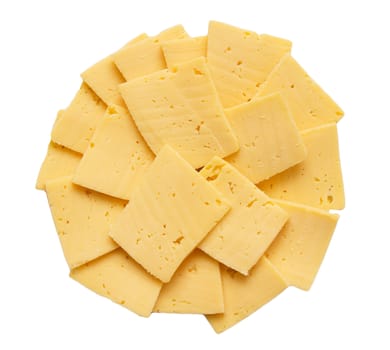 sliced ​​cheese on white background