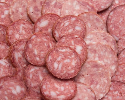 sliced ​​sausage as background