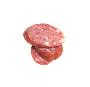 fresh salami on white background 