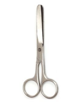 old scissors on a white background