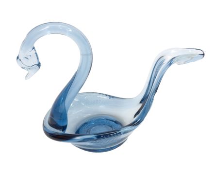 blue crystal swan on white background 