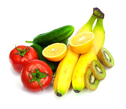 fruits and vegetables isolated on a white background 