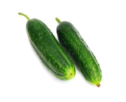 two cucumber on white background