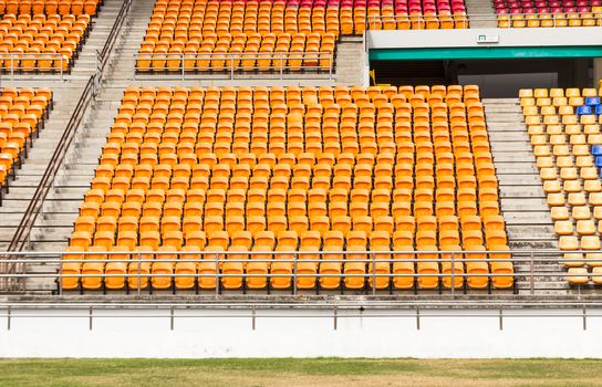 Rows of empty seat in stadium at National stadium Thailand.
