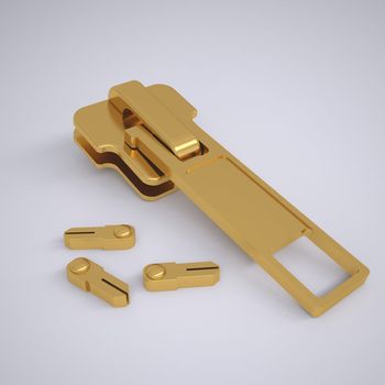 Locking zipper. Isolated render on the example of background
