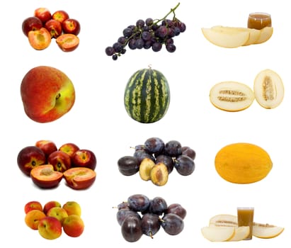 Collage made of fresh fruits images isolated