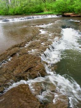 Beautiful cascade on Prairie Creek of the Des Plaines Conservation Area in Illinois.