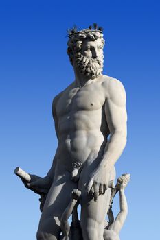 Detail of the statue of Neptune (fountain) in Piazza della Signoria - Florence, Italy