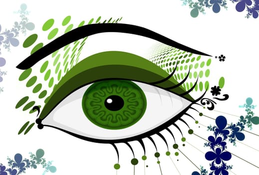 Illustration of an abstract green eye