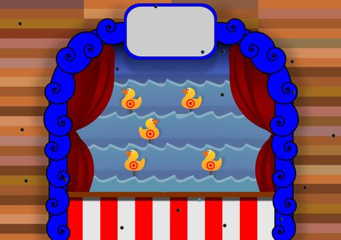 Illustration of a duck shoot carnival game