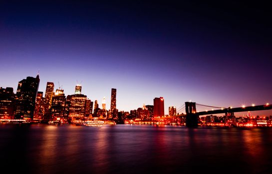 Manhattan and Brooklyn bridge in night landscape