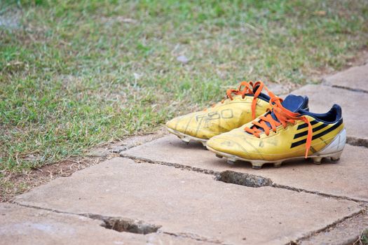 dirty soccer shoe after the match