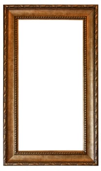 Antique color picture frame isolated on white.