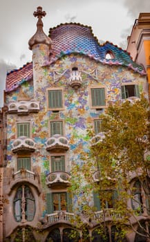 Casa Batlla Antoni Gaudi House Museum Barcelona Catalonia Spain.  Built between 1906-19104