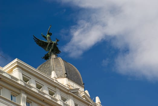 Historic buildings with lace fronts of city Madrid