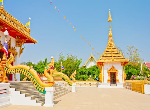 Golden pagoda at the Thai temple
Buddha church at the Thai temple style