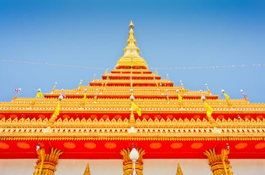 Golden pagoda at the Thai temple
Buddha church at the Thai temple style