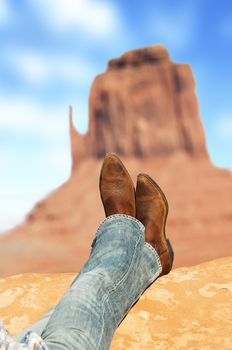 relaxed in front of Monument Valley tribal Parl, American Southwest