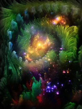 Never Worlds series. Background design of colorful dimensional fractal worlds on the subject of fantasy, dreams, creativity,  imagination and art