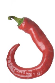 Single Cayenne Pepper isolated against a white background