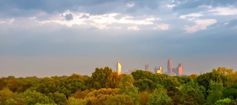 skyline of charlotte north carolina in the morning