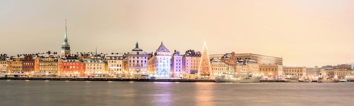 Panorama Cityscape of  Stockholm city at dusk Sweden