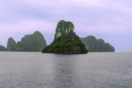 Dawn over Ha long. North Vietnam.