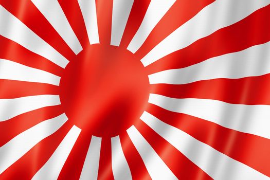 Japan naval ensign flag, three dimensional render, satin texture