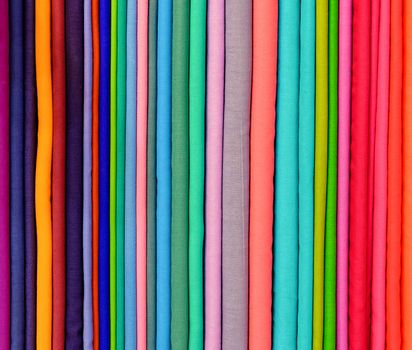 Colorful pashminas in a shop