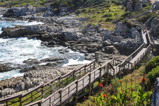 Wooden  pathway along coast