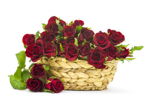 red roses in a basket
