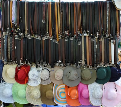 Beltsand hats for sale at an african market