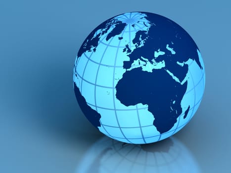 Elegant model of Earth isolated on blue background. Elements of this image furnished by NASA.