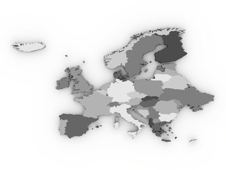 Political map of Europe isolated isolated on white background