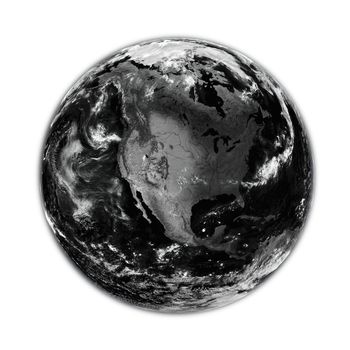 North America on black planet Earth isolated on white background. Elements of this image furnished by NASA.