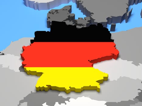 Germany with german national flag on map of Europe